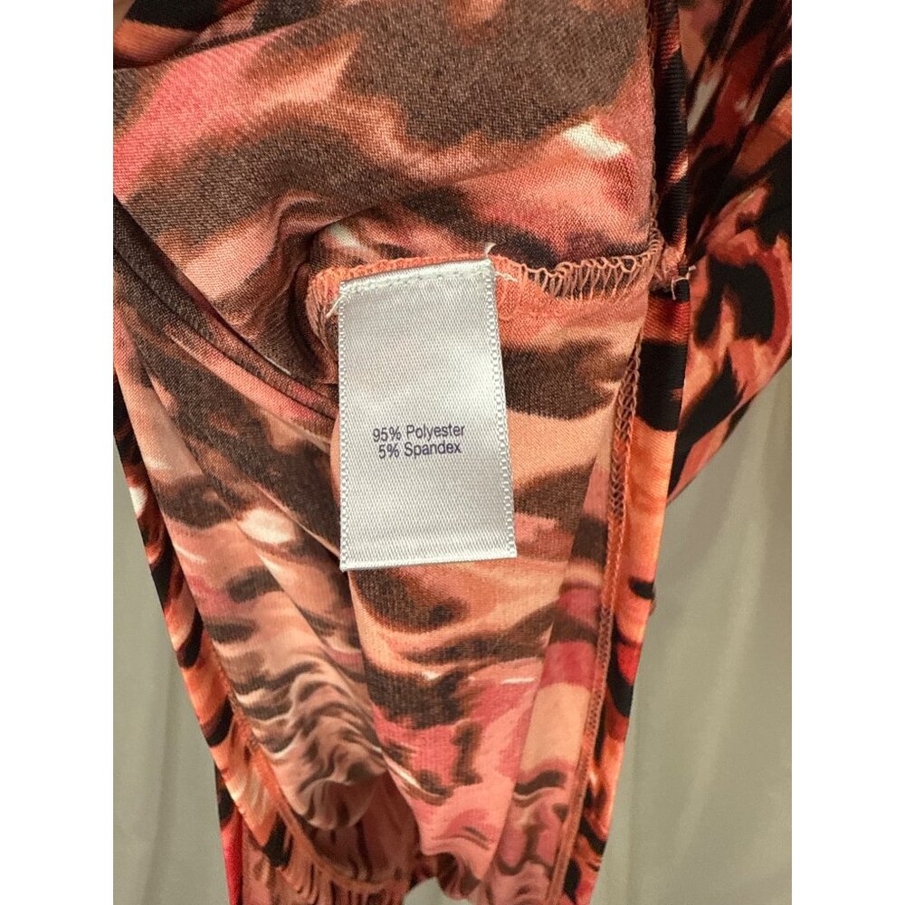 Jennifer Lopez Womens Animal Print V-Neck Wrap Top 3/4 Sleeve Size L - Picture 4 of 4